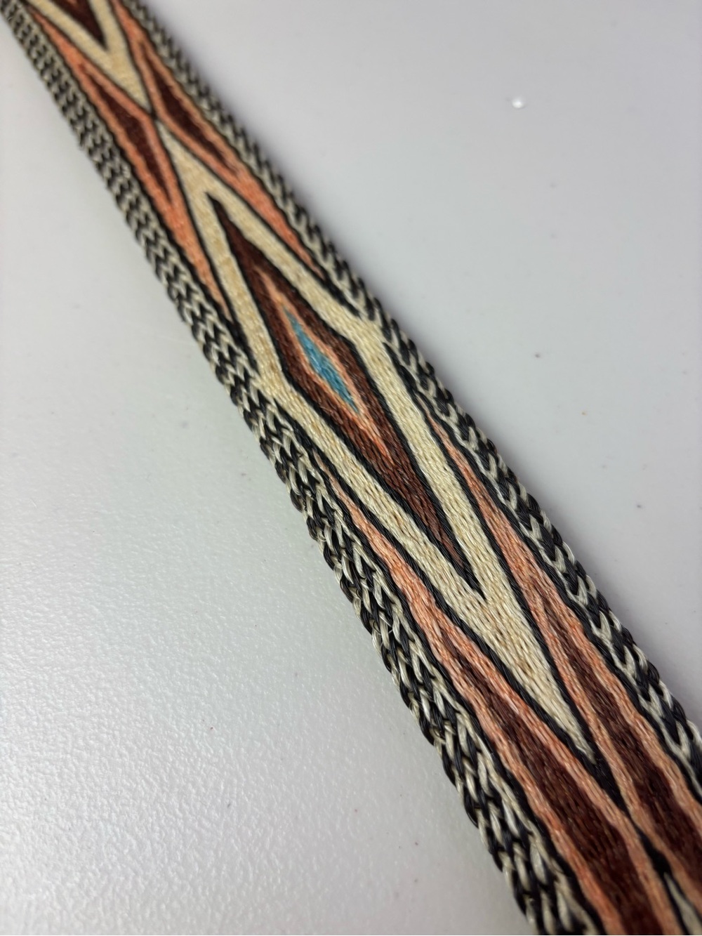 Handcrafted Western Horsehair Tooled Leather Belt Multi-Color Tribal Weave Inlay - Picture 7 of 13